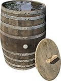 Fassl Baron Holzfass mit Deckel 300 Liter Regentonne gebrauchtes Weinfass Regenfass Barriquefass Eiche Wasserfass Tonne Bottich Fass