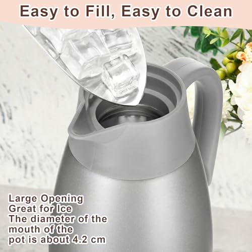 Image of Norme 2 Pcs Thermal Coffee Carafe Insulated Stainless Steel Coffee Carafe for Hot Liquid Vacuum Thermal Pot Creamer Pitcher Dispenser with Brushes Keeping Hot Water Milk(Gray,68 oz)