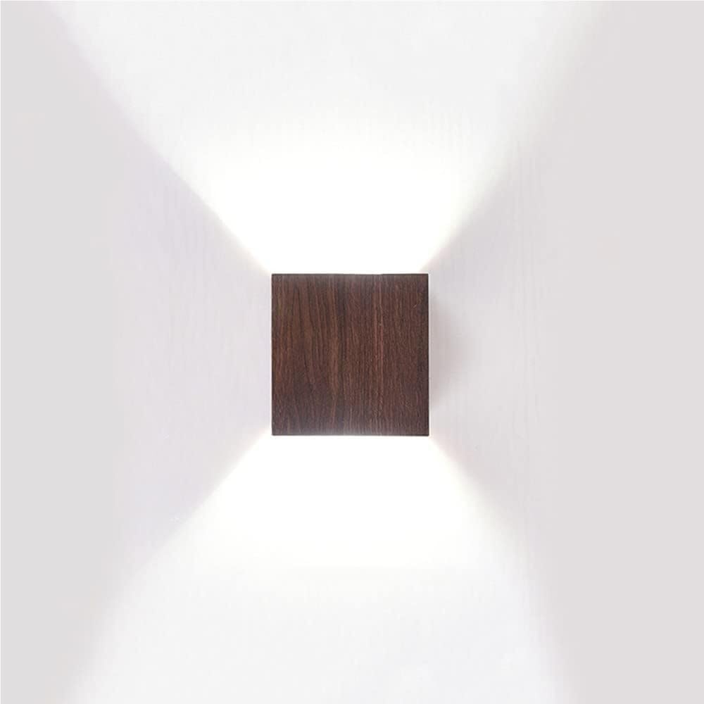 Apliques de pared de metal y madera Walnut minimalistas con luz LED blanca 7