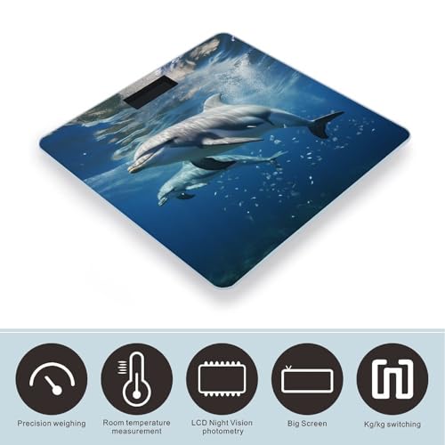 Báscula Digital de Baño Cute Dolphins de Vidrio Templado miniatura 3