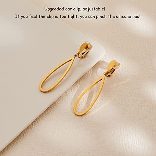 Metal Geometric Clip On Drop Earrings for Women Gold Black Silver Non Piercing Dangle Earrings Rectangle Triangle Bar Circle Waterdrop Ellipse Clip Earrings4