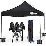 SUNMER 3x3M Pop-Up Gazebo - Fully Waterproof (420D Oxford PVC) with Heavy Duty Rust-Resistant Steel Frame - Wheeled Carry Bag Included for Easy Transportation - Black