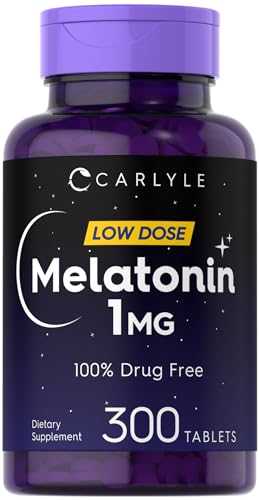 Carlyle Melatonin 1 mg | 300 Low Dose Tablets | Drug Free Aid | Vegetarian Non-GMO Gluten Free