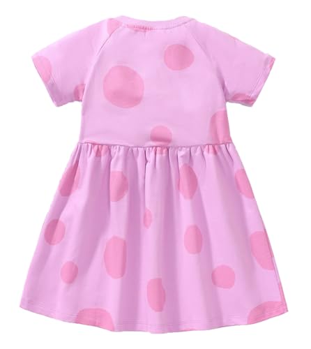 HOMAGIC2WE Girls Casual Dresses Summer Short Sleeve Crewneck Cotton Playwear Dress2