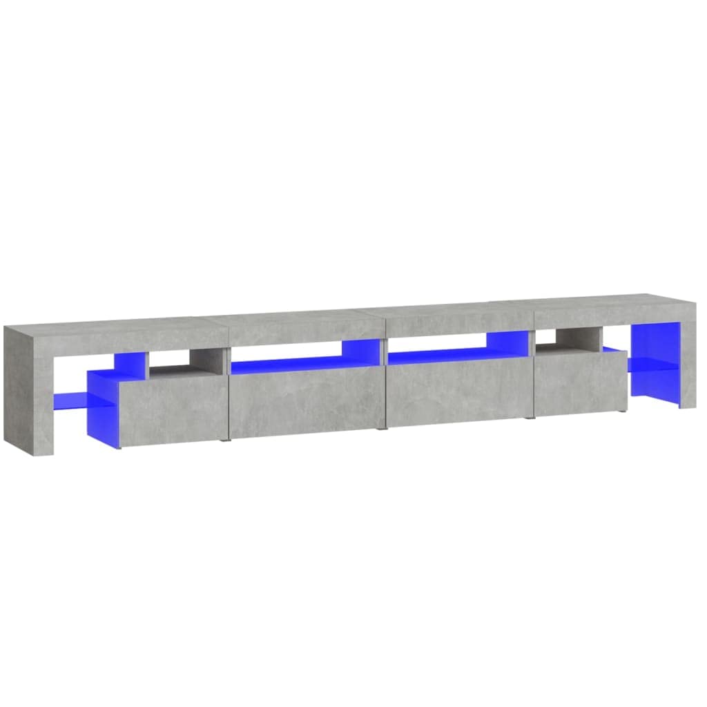 vidaXL Mobile Porta TV con Luci LED Grigio Cemento 260x36,5x40 cm