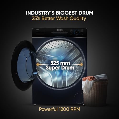 Image of Haier 8 Kg Frontload with 525 Super drum, Refresh, AI DBT and 5 Star rating (HWM80-IM12929EBK)