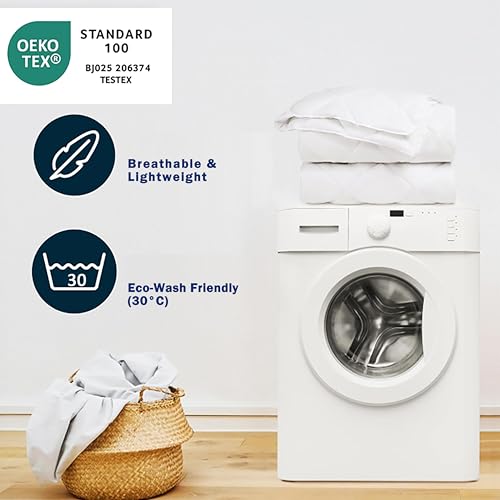 Image of HIG 3 Piece Green Reversible Duvet Double 200cm x 200cm - Coverless With Baffle Box Design - 10.5 Tog Down Alternative Comforter Set With 2 Shams - Corner Tabs - Machine Washable & Durable
