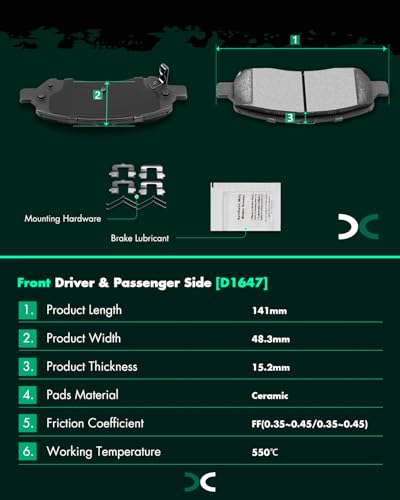 Image of SCITOO D1640 D1647 Front Semi-Metal Rear Ceramic Brake Pads Sets Fit For Dodge Dart 2013 2014 2015 2016