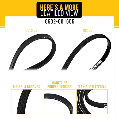 PartsBroz 6602-001655 Dryer Belt Replacement 5PH2337 for Samsung Dryer Belt Replacement, Amana, Kenmore Drum Drive Ribbed Belts Parts AP4373659 PS4133825 DV42H5200EP/A3 DV40J3000EW/A2 DV45H7000EW/A2