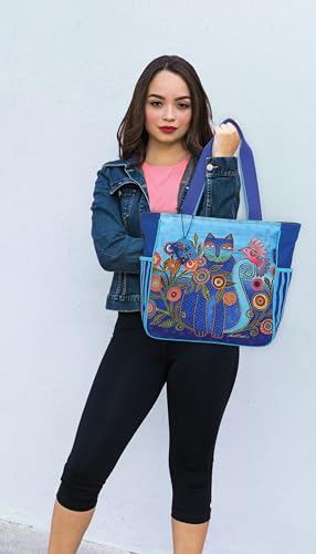 Bolso tote Laurel Burch con cierre 18x6x14 in miniatura 2