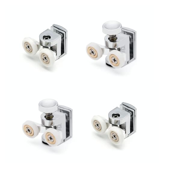 4 x B3 Shower Door Rollers/Wheels. Chromed Plastic Quadrant Shower Wheel Dia 18mm/22mm (2 top and 2 Bottom Roller).
