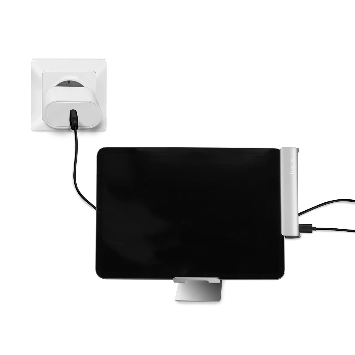 LogiLink UA0385 - USB 3.2 Gen 1 stacja dokująca do iPad Air, iPad mini i iPad Pro, 7 portów, USB-C PD, srebrna/czarna