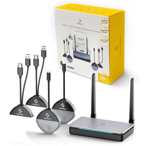 SHERRIVA Wireless HDMI Transmitter and Receiver 328ft USB-C & HDMI Adapter 2 TXS to 1 RX Up to 32 TXS 1080P@60Hz 2.4G/5G for Audio & Video Streaming from Laptop Phone to Monitor