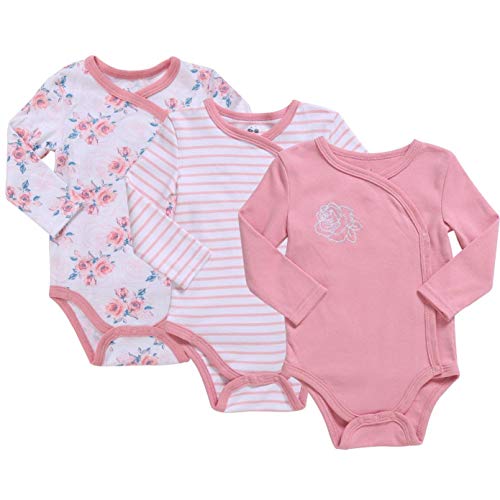 Clothes Baby Kimono Side Snap Onesies Girl Long Sleeve Bodysuit 6-9 Months Rose
