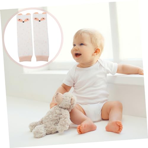 Cartoon Knee Elbow Protector Pads Soft Elastic Leg Warmers for Crawling Winter Non Slip Cushioned Socks with Fox Design4