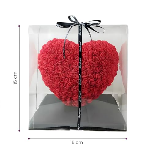 DecorTwist® Heart-Shaped Rose Foam Flower Gift | Valentine's Day, Wedding, Anniversary, Christmas Decor | Romantic Love Simulation Flower for Girlfriend & Home Decoration (Red) 2 41RrYViPM8L
