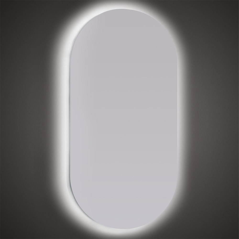 Inbagno Specchio ovale LED 62x110 cm con illuminazione perimetrale e installazione reversibile, a filo lucido con spessore 4 mm