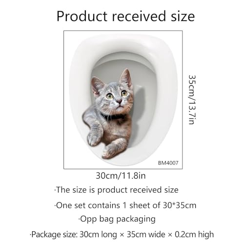 Pegatina de gato para inodoro decorativa e impermeable lavable talla L 4