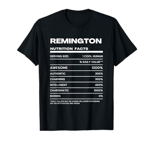 Remington Datos de Nutrición Nombre Gracioso Camiseta