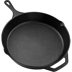 Ricard Camarena Sartenes KICHLY Sartén hierro fundido engrasada - Sartén - Utensilios de cocina para parrilla segura para uso en interiores y exteriores - Sartén de hierro fundido de 10,25 pulgadas (26 cm)