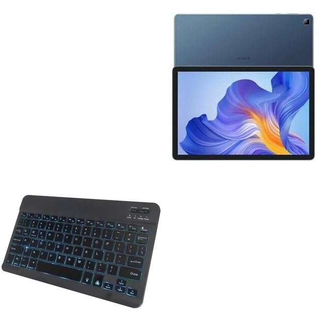 BoxWave Keyboard Compatible with Honor Pad X8 - SlimKeys Bluetooth Keyboard - with Backlight, Portable Slim LED 7 Colors - Jet Black