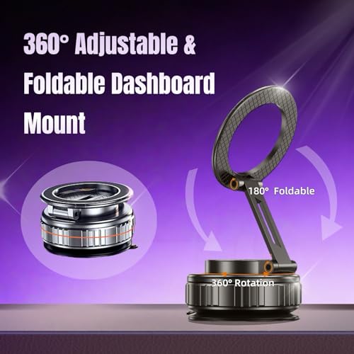 GEYUTHS Magnetic Vacuum Car Phone Holder with Strong Suction Cup 360 Adjustable Foldable - image 3