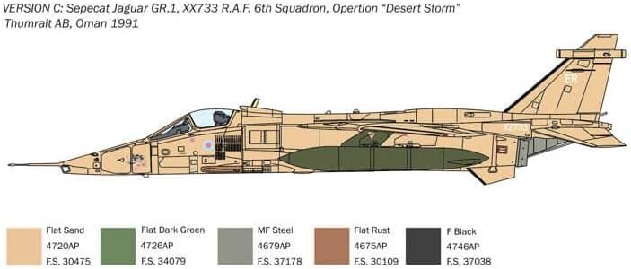 Italeri 1459 Jaguar GR.1 / GR.3 RAF, 1:72 Scale, Plastic Model Kit, Plastic Model to Assemble, Model Making, Planes, Grey