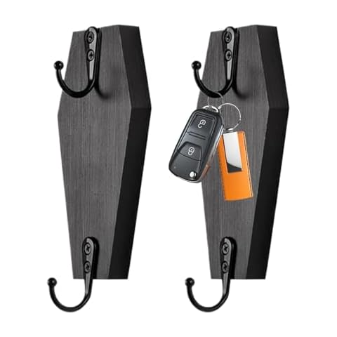Gothic Black Wood Coffin Wall Hooks - 2 Pack Cover