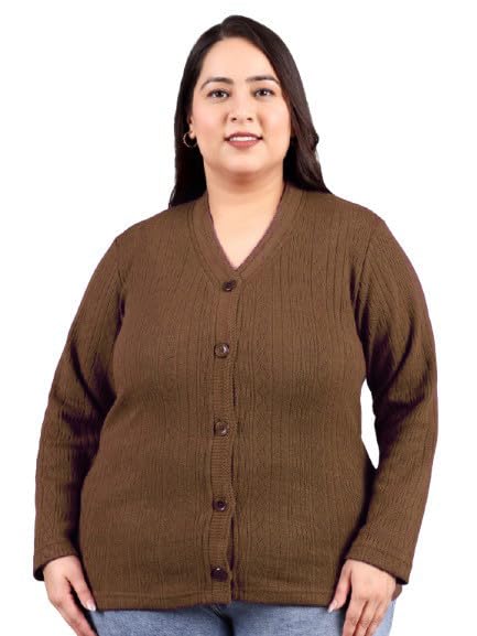 Image of HIFZAA Plus Size Sweater for Womens Woolen Full Sleeve Cardigan 3XL 4XL 5XL 6XL