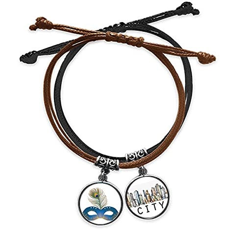 Bracelet Plume Blue Carnaval de Venise en corde et cuir, cadeau idéal