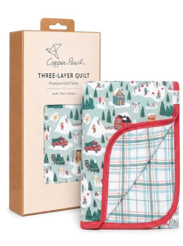 Image of Copper Pearl Jumbo 3-Layer Baby Blanket: Soft Baby Quilts for Boys and Girls | Breathable, Cozy, Toddler Blanket | Baby Quilt for Newborns | 46x46 Premium Polyester /Rayon | Snowy Slopes