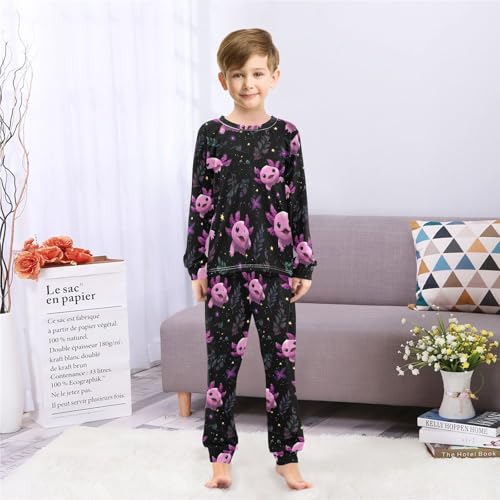 Pink Axolotls Kawaii Soft Pajama Set for All Seasons,Breathable Pjs Long Sleeve Sleepwear,Comfy Loungewear 2 Piece Underwear Set 5T4