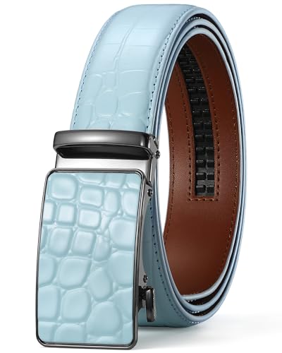 Image of VONMELLI Mens Belt Genuine Leather Ratchet Belt for Men Dress | Adjustable Buckle, Trim to Fit, for Men Pant Jeans, Business & Casual Wear, Smooth Sliding