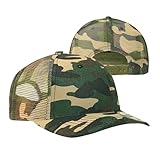 TZ Promise Men Women Plain Cotton Trucker Cap with Mesh Back, Snapback Baseball Hats (US, Alpha, One Size, Camo)