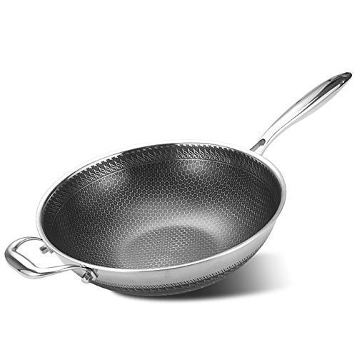 Wok de hierro sin recubrimiento 32 cm con mango resistente al calor miniatura 2