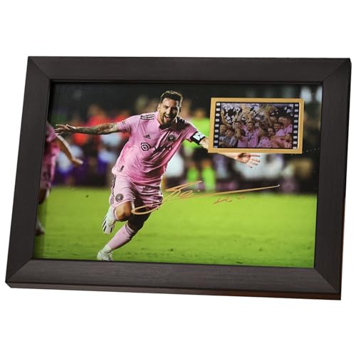 veratwo Signed Soccer Ball Messi Poster Framed Photo Gift 8x6 Inches,with 1x 35mm Miami Messi Film...