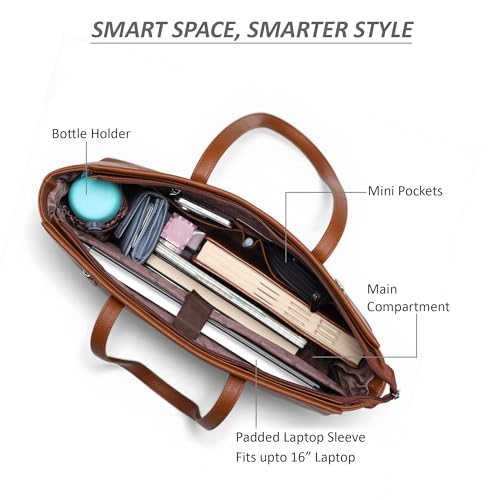 Image of Premium Women's Laptop Tote Bag | Handcrafted Leatherette Shoulder Handbag | 2 Pocket Stylish Office & Casual Carry Bag