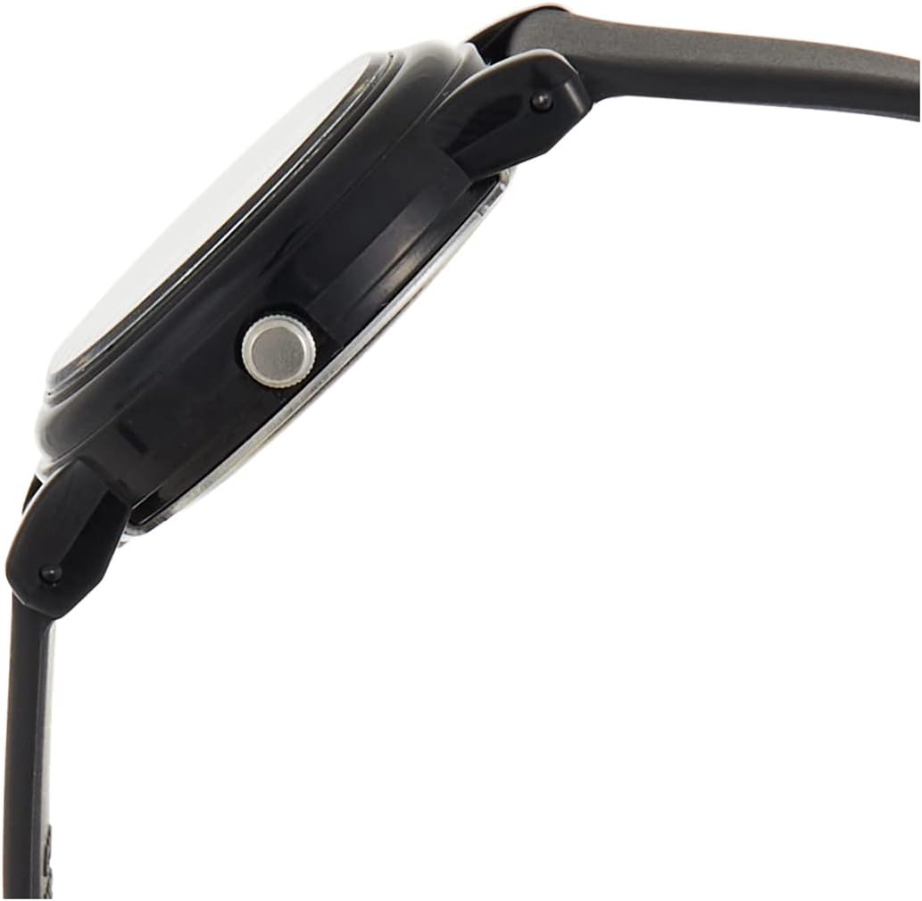 Stran view of the Casio LQ-139EMV-7ALDF watch showing the crown