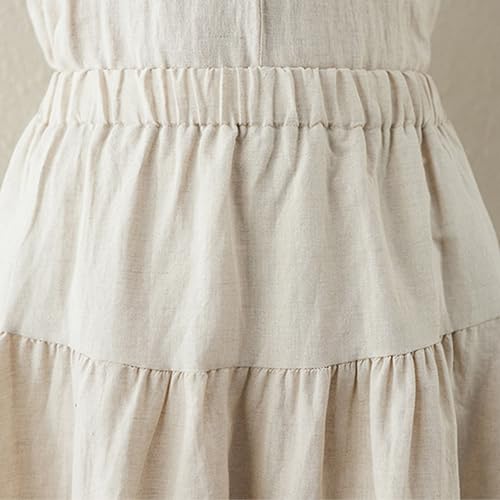 Giltpeak Women Renaissance Cotton Linen Layered Long Skirt, Hollow Embroidery Elastic High Waist Tiered Skirt3