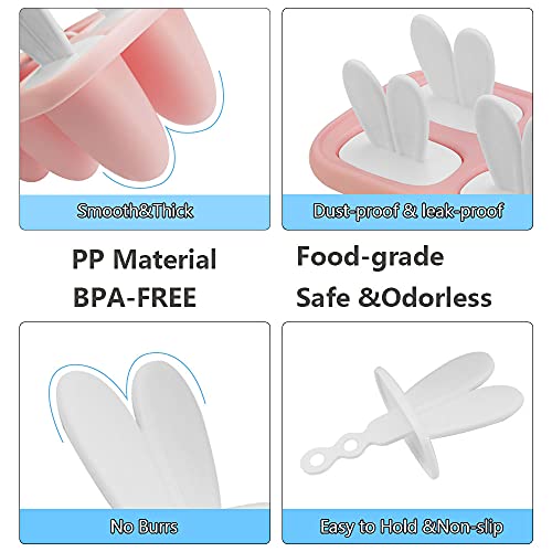 LYTIVAGEN Cartoon Ice Lolly Moulds BPA-Free Ice Lolly Maker Bunny Ice Cream Mould DIY Popsicle Mold Reusable Ice Pop Maker with Sticks for Toddlers Children Adults Homemade Popsicle (6 Grids, Pink) - Image 3