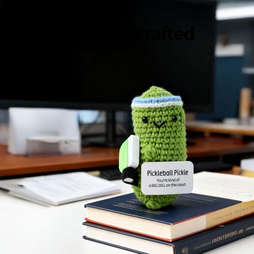 Namoot Positive Pickleball Crochet Doll Desk Decor with Positive Words Inspirational Gifts for Pickleball Lovers Player Coach Knitted Wool Home Decor Accessories by Namoot - Image 4