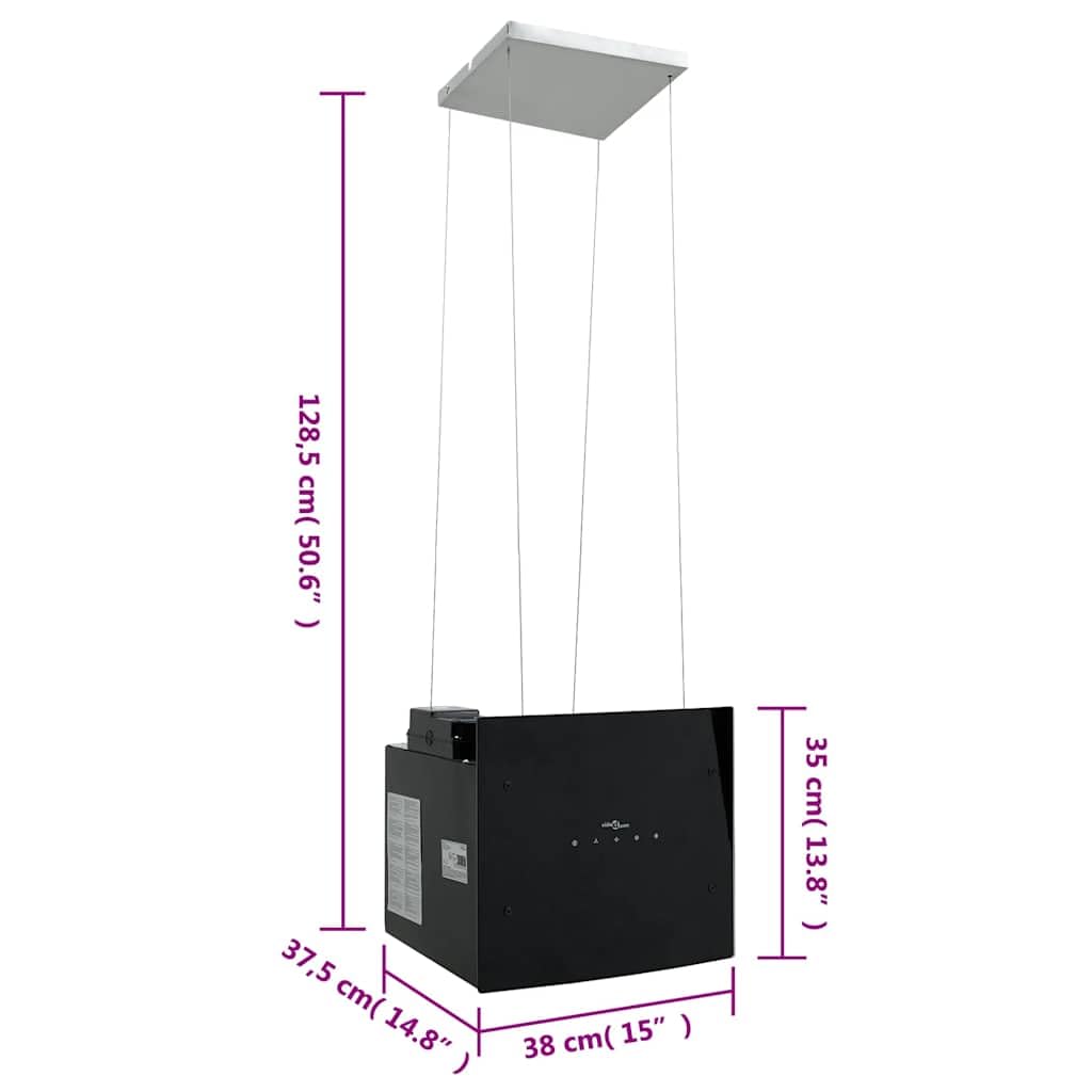 vidaXL Campana extractora de Isla Sensor táctil LCD Vidrio Templado, Extractor de Isla, Campana extractora de Isla, Extractor de Cocina de Isla