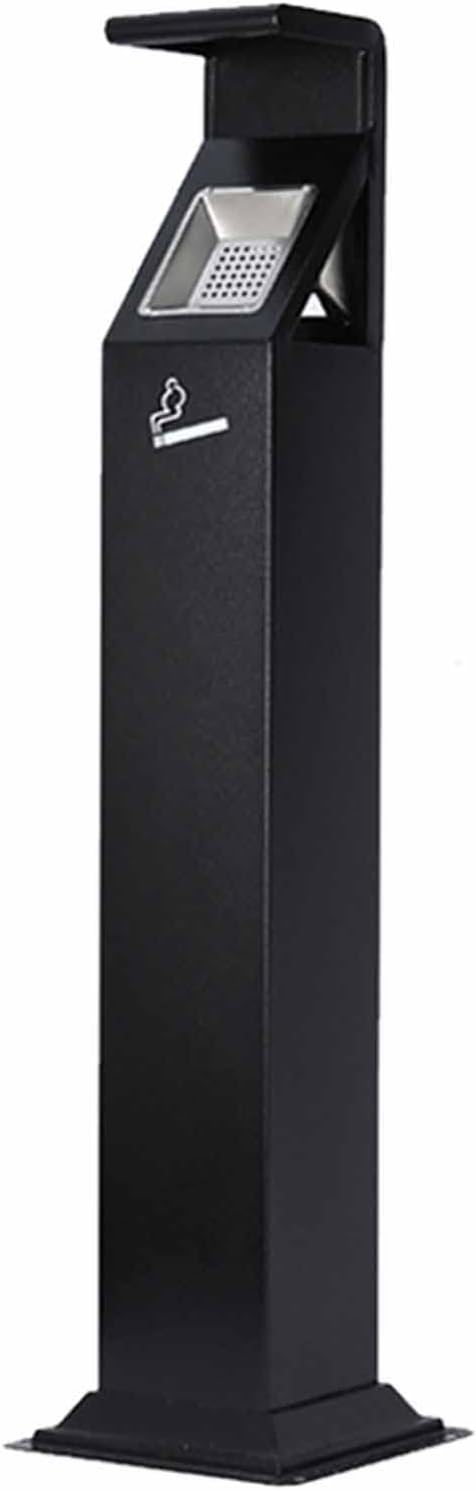 Commercial Floor Standing Cigarette Receptacle – Heavy-Duty Stainless Steel Outdoor Ashtray Soot Column, for Shopping Mall, Hotel Entrance, Garden & Public Spaces,Black