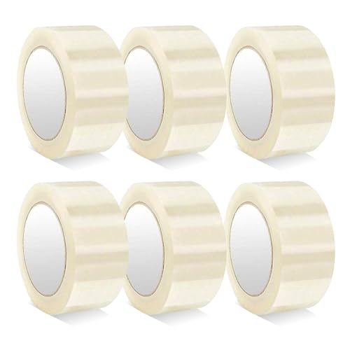 G4GADGET Clear Packing Tape 6 Rolls – 48mm x 66m Strong Transparent Parcel Tape for Moving Boxes, Packaging, and Storage – Secure Adhesive Sealing Tape