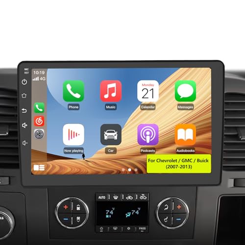 Solvitek 10.1 inch Car Radio for Chevy Silverado 2007-2013 Tahoe Equinox GMC Sierra Yukon, Android 13 Stereo with Wireless CarPlay Android Auto BT GPS SWC 2GB RAM+32GB ROM