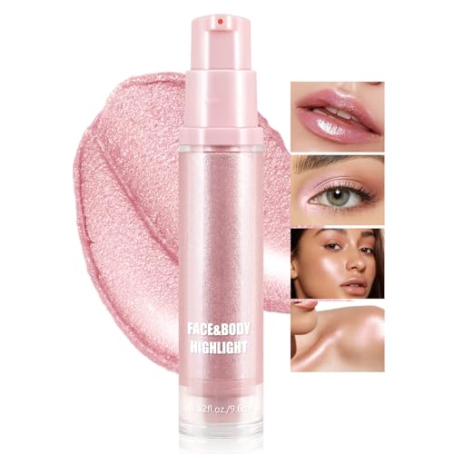 Boobeen Maquillaje Iluminador Líquido, Contorno Iluminador Líquido para Rostro y Cuerpo, Suave Resplandor de Aspecto Natural Maquillaje Iluminador Resistente al Agua