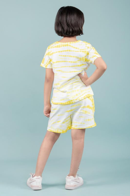 Image of Tweeny Mini Girls Cotton Night Suit | Sleepwear | Nightwear | Tie & Dye Summer Loungewear with Top and Shorts for Kids Girl (Pure Cotton)