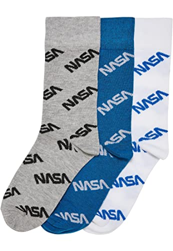Mister Tee NASA Allover Socks Kids 3-Pack Chaussettes, brightblue/Grey/White, 31-34 Mixte Cover