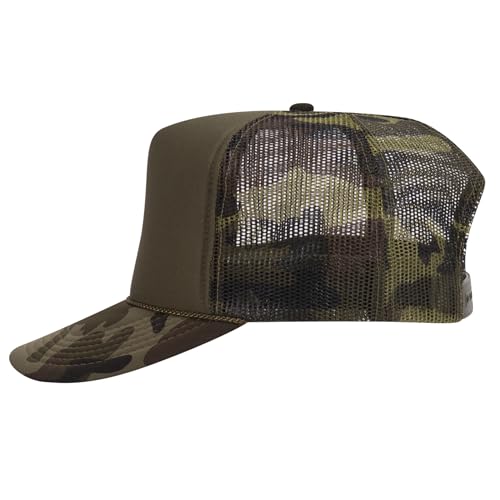 Image of OTTO Polyester Foam Front 5 Panel High Crown Mesh Back Trucker Hats in 97, Bulk, Wholesale