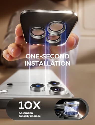 Image of MAGIC JOHN 2 pack for iPhone 17 Pro Max /17 Pro Camera Lens Protector,Sliver | [Alignment Kit&1:1 Invisible Fit] 9H Aerospace Tempered Glass, Ultra HD, Metal Individual Ring